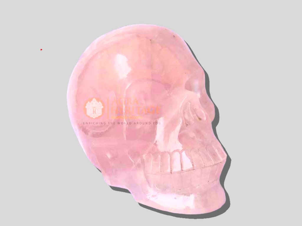 Handmade Stone Rose Quartz Skull for Sale